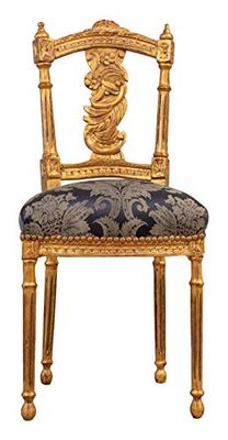BISCOTTINI INTERNATIONAL ART TRADING Biscottini Ancienne 95 x 45 x 42 cm Louis XVI Antique Or, Chaise rembourrée Style français, Fauteuil Chambre en Tissu Beige, Media L7328