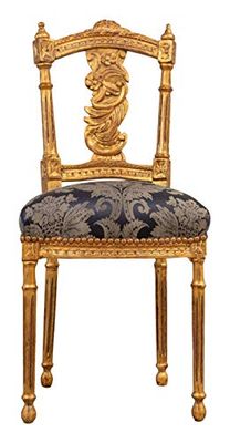 BISCOTTINI INTERNATIONAL ART TRADING Biscottini Ancienne 95 x 45 x 42 cm Louis XVI Antique Or | Chaise rembourrée Style français | Fauteuil Chambre en Tissu Beige, Media