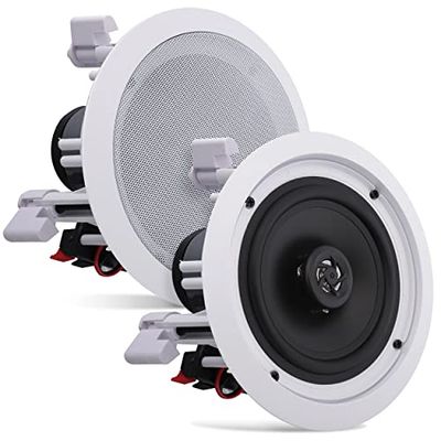 Pyle Altavoces empotrables, Pared, Techo, 6.5”, 200W, Dos vias, Tweeter de polimero, Estereo