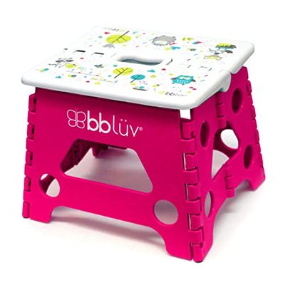 bblüv - Stëp - Opvouwbare voetenbank voor kinderen en peuters - Antislip klapkruk tot 250 lbs - Perfect voor zindelijkheidstraining en tandenpoetsen - Roze