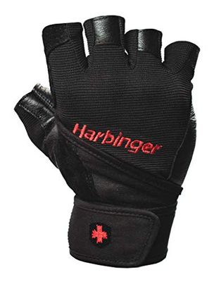 Harbinger Pro handledslindningshandskar, lyfthandskar för dig som vill ha flexibilitet och andningsförmåga men behöver maximal handledsstabilitet, unisex, medium, svart/röd