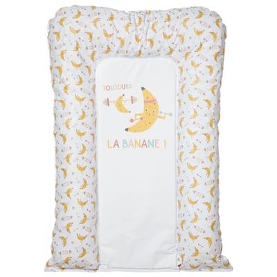 Babycalin – Cambiador de bebé con copos de frutas impermeable y cómodo – Cambiador de 50 x 70 cm – Colchón de mesa cambiador de bebé de PVC – Bordes redondeados elevados – Smoothie Banane