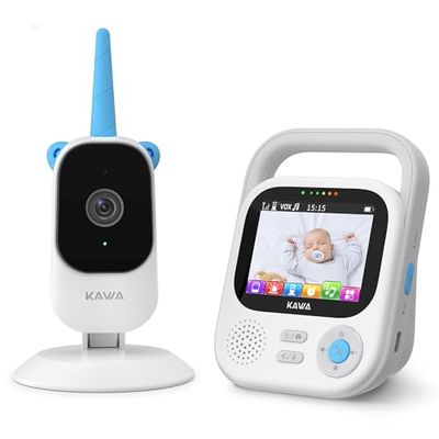 KAWA Baby Monitor, Display HD da 5 pollici e 720P, Conversazione Bidirezionale, Visione Notturna, Batteria da 4.000 mAh, Modalità VOX, Sensore di Temperatura, Segnale Acustico, Ninna Nanna, 300 Metri