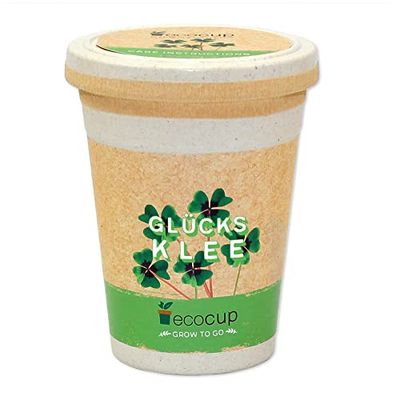 Ecocup, Lucky Clover, Idea de regalo sostenible (100% respetuoso del medio ambiente), Cultiva tu propio / Set de plantas, Plantas en la taza de café, Hecho en Austria