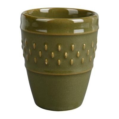 GENEVIEVE LETHU Vaso de loza de 9 cl, grano de arroz, diámetro 5,5 cm, altura 7 cm, color caqui