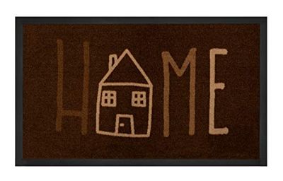 HANSE Home Printy Doormat for Indoor and Outdoor Use 45 x 75 cm - Dirt Trapper Mat Door Mat Easy Home with Lettering Washable & Weatherproof, Non-Slip for Entrance & Outdoor Use - Brown