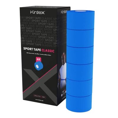 Kintex 6 Rouleaux de Sporttape, 3,8 cm x 10 m, Non élastique, Ruban Adhésif Sport, pour la Fixation et la stabilisation des articulations