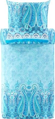 Bassetti Mergellina 9327404 Parure de lit + 1 taie d'oreiller 100% Satin de Coton Bleu océan B1 Dimensions 155 x 220 cm