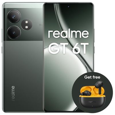 realme GT6T 5G 8+256GB, Snapdragon 7+ Gen 3 Chipset,120W Charge, 5500mAh Battery, Green,No Adapter +T200 Lite Black