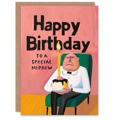 Artery8 Happy Birthday Card to a Special Nephew Grumpy Man Cake Fun Funny Humour