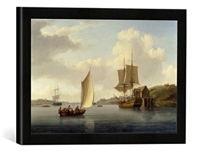 kunst für alle 'Immagine incorniciata di William Anderson a Collier Brig at Anchor on The Medway, Stampata nel Quadro Immagini Fatti a Mano di Alta qualità, 40 x 30 cm, Colore: Nero Opaco