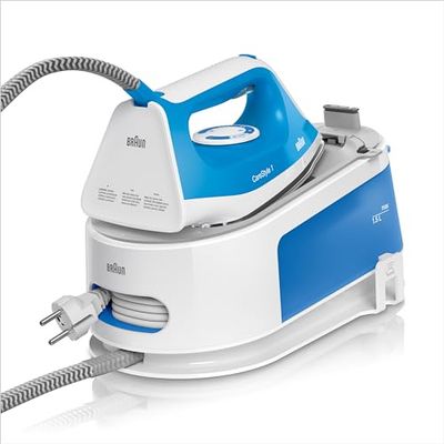 Braun CareStyle 1 Pro IS1012BL, Steam Generator Iron with FreeGlide 3D Technology, SuperCeramic Coating, Vertical Ironing, AntiDrip, 1.5L Water Tank, 2200W, Blue