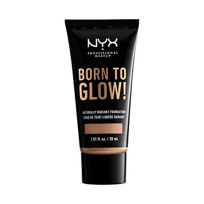 NYX Professional Makeup Born to Glow Radiant Foundation, Iridescent Finish, Buildable Medium Coverage, Vegan Formula, Shade: Classic Tan