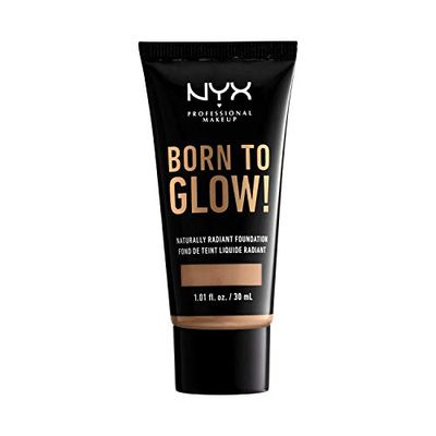 NYX Professional Makeup Fondotinta Illuminante Effetto Naturale Born To Glow, Coprenza media modulabile, Tonalità : Tan