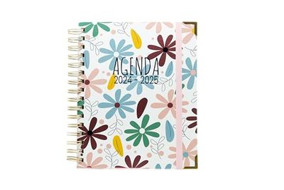 Flowerfull Agenda scolaire 2024-2025, planification quotidienne et annuelle, reliure premium, agenda annuel avec 2 jours par page, dimensions 2,5 x 17,5 x 21,5 cm. Sweetcolor