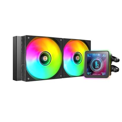 Mars Gaming ML-VISIONPRO240, Refroidissement Liquide AIO, TDP 500W, 2x Ventilateurs ARGB 120mm FDB avec Noyau en Cuivre et Aluminium, Écran LCD IPS 4” Amovible, Opti-Chamber 3e Génération, Noir