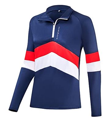 Black Crevice Dames Zipper functioneel shirt, marineblauw/rood, 42