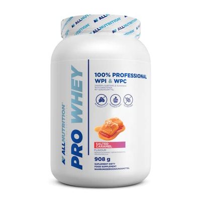 ALLNUTRITION Pro Whey Protein Powder with Branched Amino Acids - Whey Protein Concentrate & Whey Protein Isolate - Pre Workout Powder - Low Calorie Protein Powder - 908g - Salted Caramel