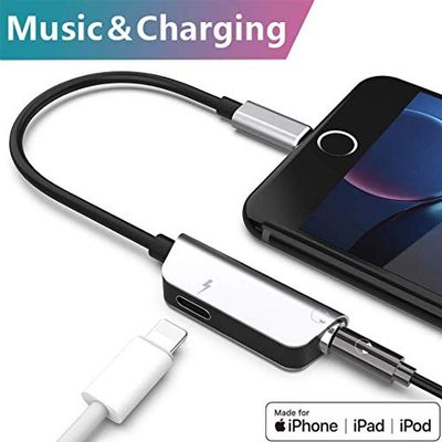 Tenwow per iPhone Adapter per iPhone X Max Aux Charger per iPhone 8 / 8Plus iPhone X iPhone X / 10 iPhone XS/XSmax, Audio Port Socket Splitter Cable Accessori Supporto per Sistema iOS 12