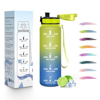 HoneyHolly Borraccia, 500ML A prova di perdite Borraccia Motivazionale, Riutilizzabile Borracce Bambini, Semplice e Portatile, Bottiglia Acqua per Corsa, Bicicletta, Lavoro, Scuola, Water Bottle
