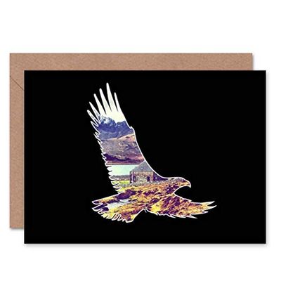 Wee Blue Coo PHOTO ANIMAL OUTLINE SCENIC INSET HAWK LOCH SIDE ART GREETINGS CARD