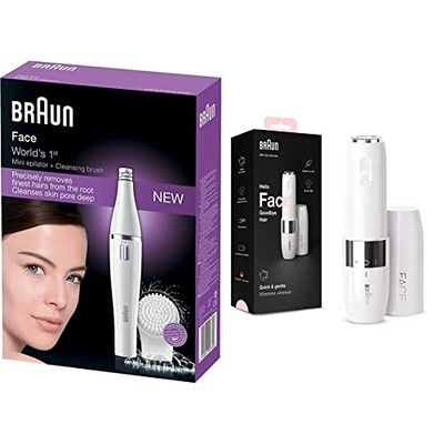 Braun Face Spa, Depilatore Donna Epilatore Viso, Accessori Inclusi, Ideale per la Pulizia del Viso, 100% impermeabile, 810 Bianco & Face Rasoio Viso Donna Elettrico Tocco Finale Per Baffetti