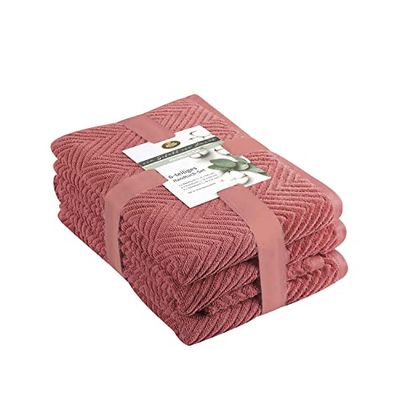 Gözze - Set di Asciugamani in Spugna, 2 Asciugamani per le Mani (50 x 100 cm), 2 Asciugamani da Bagno (70 x 140 cm) e 2 Asciugamani per gli Ospiti (30 x 50 cm), 100% Cotone - Rosso