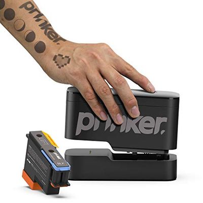 Prinker S Temporary Tattoo Device Package for Your Instant Custom Temporary Tattoos with Premium Cosmetic Black Ink - Compatible w/iOS & Android Devices