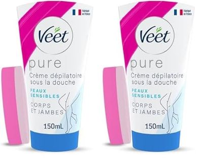 Veet In Shower Hair Removal Cream Legs Body Sensitive 150ml (Pack of 2)