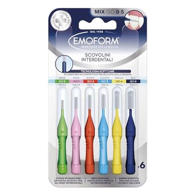 Brosse interdentaire Emoform avec technologie SoftCare pour un contact extra délicat sur les gencives grâce aux poils souples - Poignée ergonomique et antidérapante avec capuche