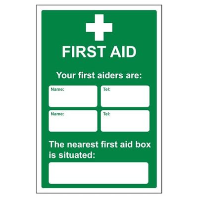V Safety First Aid General - First Aid/First Aiders/Location - 200 X 300mm