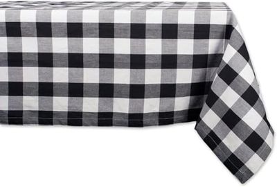 DII Toalha de mesa 100% algodão, lavável na máquina, jantar e férias, guardanapo / caminho de mesa, Black & White Buffalo Check, 60 x 84 polegadas