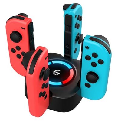 EgoGear - Base de carga Premium SCH25 Negra para los mandos Joy-Con de Nintendo Switch y Switch OLED