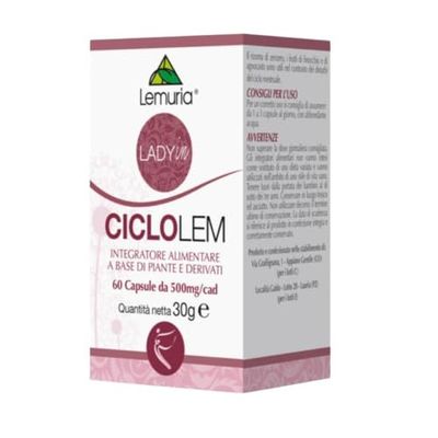 Lemuria - CICLOLEM - Pour les troubles du cycle menstruel, avec des extraits de fenouil, de cannelle et de gingembre - 60 gélules - Made in Italy