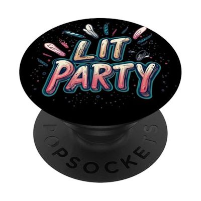 Divertido disfraz gráfico de fiesta iluminado para los amantes del emblema del discurso PopSockets PopGrip Adhesivo