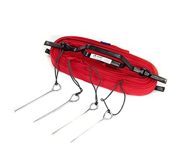 RomiSport Lignes pour Le Beach-Volleyball - Marquage de Terrain de Jeu Courtline - 16 m x 8 m - Lignes pour Volleyball de Plage - Largeur 5 cm - Marquage de Beach Volley - Rouge et Bleu - Crochet