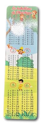 1 segnalibro personalizzato per bambini con tabelline moltiplicazioni per scuola con nomi scimmia george curiosa idea pensierino fine festa regalo