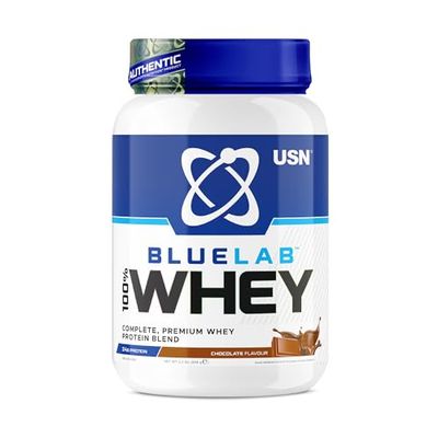 USN Blue Lab Whey - Boisson Protéinée en Poudre, Protéines de Lactosérum & BCAA, Prise de Masse & Récupération, Shaker Post-Entraînement, Saveur Chocolat, 2 kg, NBLW11