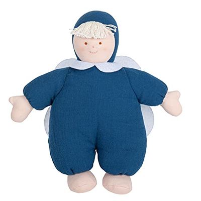 Trousselier - Peluche musical - Ángel - Música de cuna por Mozart - 24 Cm - Tela de Cotón Orgánica - Moderno Chic - Regalo de nacimiento ideal - Lavable a máquina - Color Azul Denim - 2 unidades
