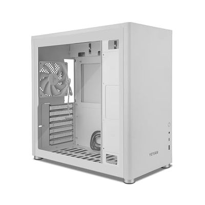 YEYIAN Case PC Gamer Hussar Plus Torre Completa Motherboard Compatibile ATX, Micro ATX, Mini ITX | Pannello Laterale in Vetro Temperato Trasparente | Include 1 Ventola Posteriore 120 mm (bianco)
