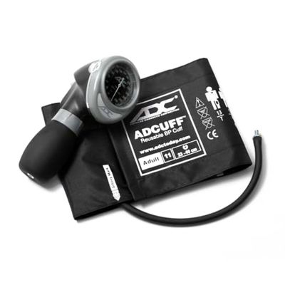 ADC Diagnostix 703 Professional Palm Style Aneroid Sphygmomanometer with Adcuff Nylon Blood Pressure Cuff, Adult, Black
