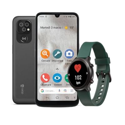Doro 8100 + Smartwatch - 4G Smartphone Android para Mayores - Teléfono Móvil - Fácil - Resistente al Agua - Triple Cámara 13MP - Pantalla 6.1" - Botón SOS con GPS - Reloj Inteligente - Hombre - Mujer