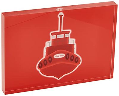 Feel Good Art Diamante Pulido Ilustrativos Nursery Token/bloque de Decor para el transporte Loving infantil (14,8 x 21 x 2 cm, tamaño grande), color rojo, Tug Boat)