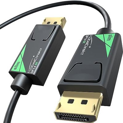 KabelDirekt – Cable DisplayPort 8K / 60Hz, DP 1.4 – 5m – Cable DP delgado con un diámetro de 4,5mm, para PCs/Portátiles, Monitores de alta resolución 4K/8K y ultra rápidos 144Hz / 165Hz / 240Hz