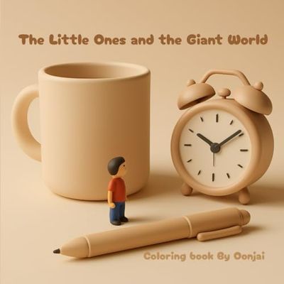 The Little Ones and the Giant World: cute tiny kids and big things illustration characters bold and easy coloring. Funny and relaxing for children , Teens , adults hobby.
