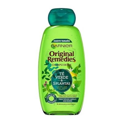 Garnier Remedies originais champô com chá verde e 5 plantas para cabelo normal e uso diário, 300 ml (embalagem de 1)