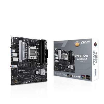 ASUS PRIME A620M-A-CSM Scheda madre AMD mATX, DDR5, 2 slot M.2, DisplayPort, HDMI, VGA, USB 3.2 Gen 1 Type-C, SATA 6 Gbps, BIOS FlashBack, Cancellazione del rumore AI bidirezionale, Aura Sync