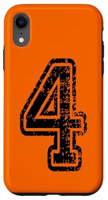 Number 4 Grungy College sports style black Case for iPhone XR