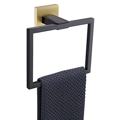 TQKAG Toallero de Acero Inoxidable Cuadrado para Colgar en la Pared, Color Negro y Dorado