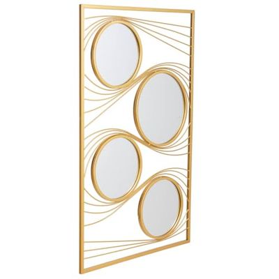 Espejo Rectangular De Pared De Metal Dorado